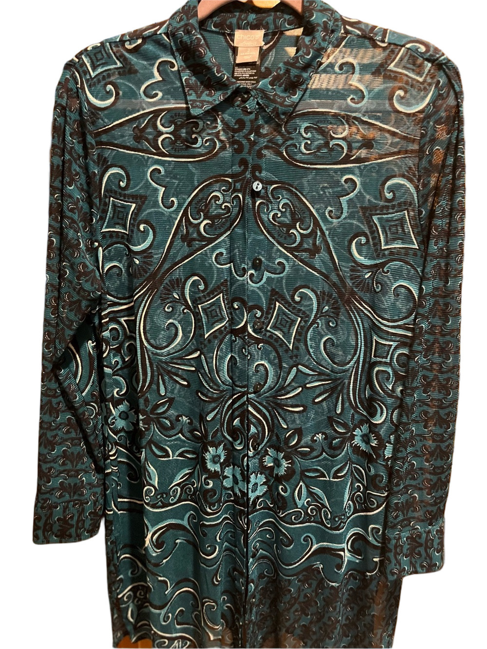 48. WOMENS CHICO’S TRAVELERS 2/L DETAIL TOP